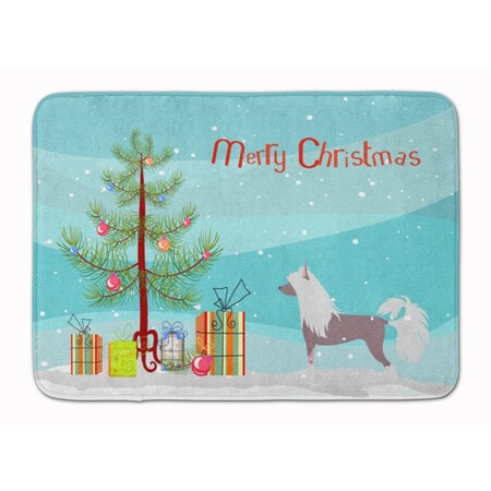 Carolines Treasures Chinese Crested Merry Christmas Tree Machine Washable Memory Foam Mat BB2961RUG